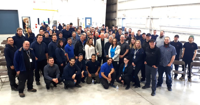 <who>Photo courtesy of KF Aerospace</who>Barry Lapointe with the gang at KF Aerospace.